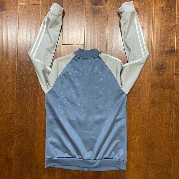 Adidas Floral Blue Gray Track Running Lightweight Jacket Women's Size Medium - Picture 4 of 8